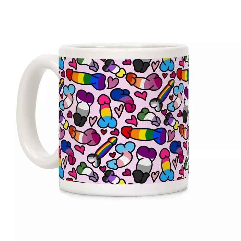 Pride Penis Pattern Coffee Mug 11oz-15oz, Printed in the USA, Handy for Coffee and Tea, Funny Coffee Mug, Gift Ideas