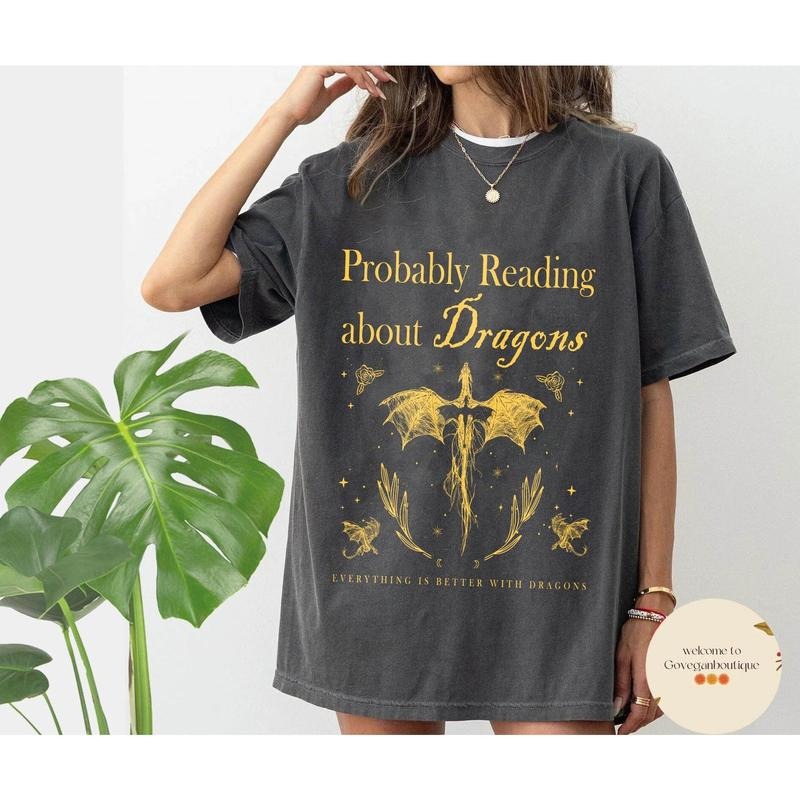 Probably reading about dragons shirt, fourth wing, booktok, librarian gift, book lover, dealing with dragons, bookish...