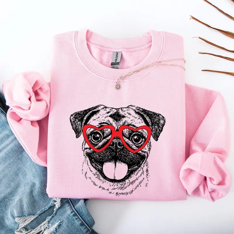 Pug, Dog Lover Apparel, Pet, Dog Breed, Cute Sweatshirt, Crew Neck, Women's, Crewneck T-Shirts, Hoodie | InkThreadWorks.com