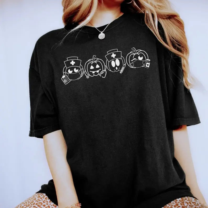 Pumpkin Nurse Comfort Colors Shirt, Cute Halloween Nurse T-Shirt, Hospital Fall Shirts, Autumn RN TShirt, NICU Gift ...