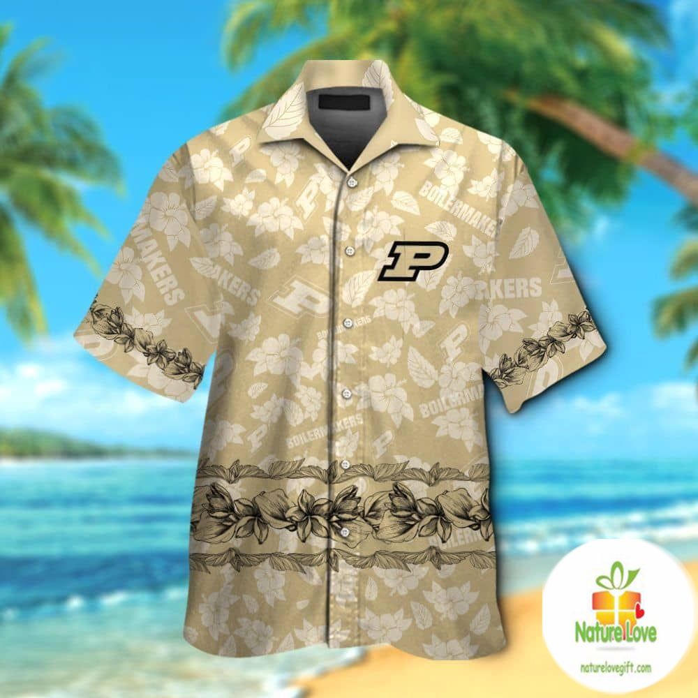 Purdue Boilermakers Short Sleeve Button Up Tropical Hawaiian Shirts