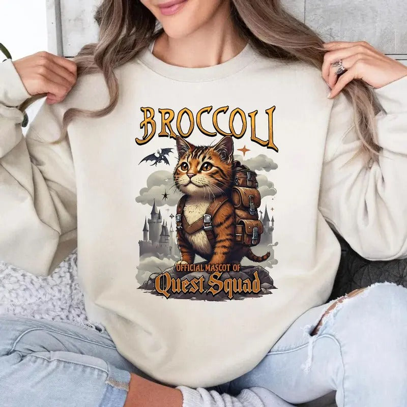 Quest Squad Broccoli Sweatshirt, Onyx Storm Broccoli Hoodie, Broccoli Cat Tshirt, Fourth Wing Shirt, Xaden Riorson Shirt, Unisex Sweater Pullover Tee