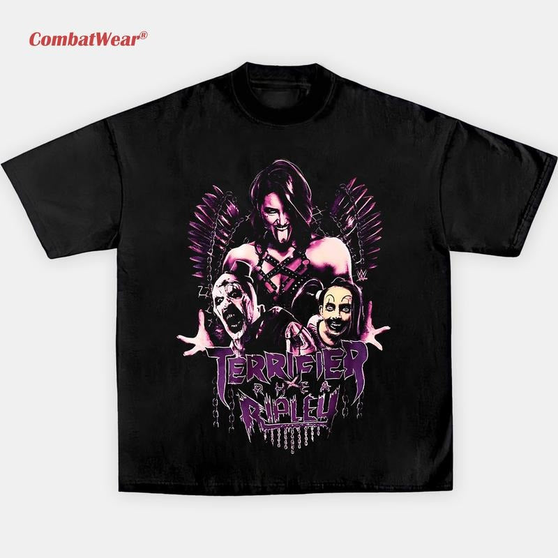 RHEA RIPLEY x TERRIFIER TEE, Halloween Wrestling Tee, Vintage Wresting Shirt, Wrestling Graphic Tee, Sports Shirt, Wrestling Fan Gift