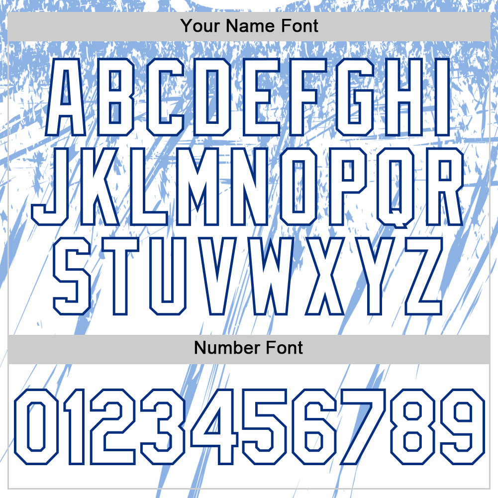 Custom White Royal-Light Blue Splatter Brush Stroke Star Raglan Sleeves Authentic Baseball Jersey