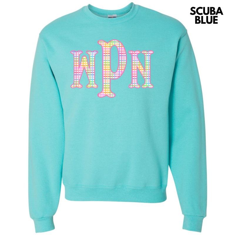 Rainbow Plaid Monogram Sweatshirt 'NLB' T-Shirts, Hoodie | InkThreadWorks.com