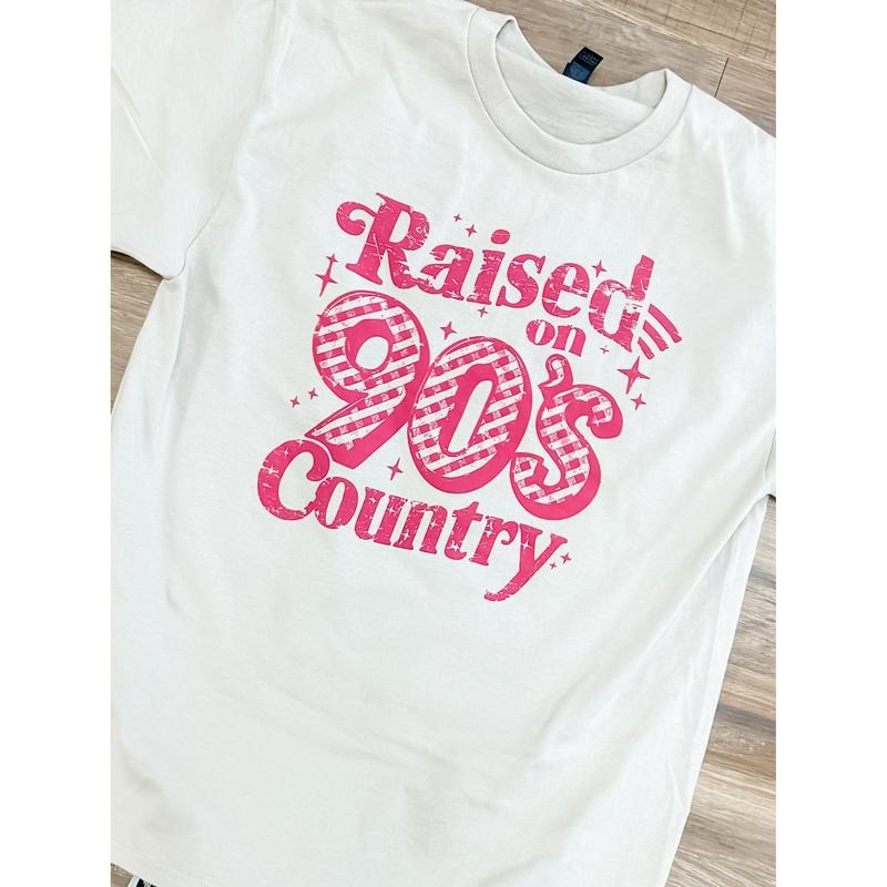 Raised On 90's Country Graphic Top T-Shirts, Hoodie, Sweatshirt | InkThreadWorks.com