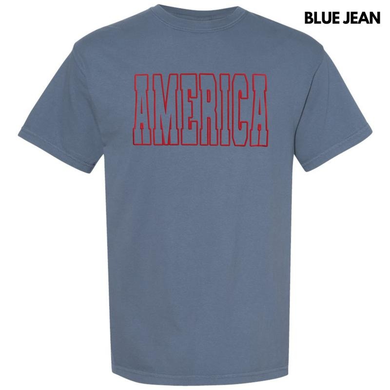 Red America Puff Comfort Colors T-Shirt Hoodie, Sweatshirt | InkThreadWorks.com