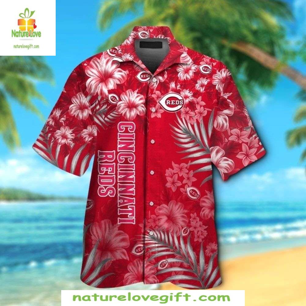 Cincinnati Reds Hawaiian Shirt Red Bloom Fielder Aloha Button Up MLB