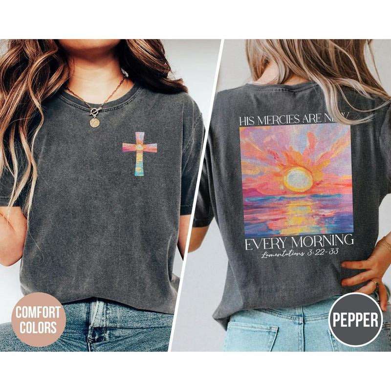 Religious Comfort Colors Shirt, Christian Tee, Inspirational Shirt, Faithful Tee, Bible Verse TShirts, His Mercies Are...