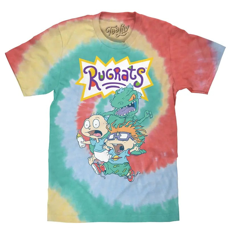 Reptar, Tommy, and Chucky Rugrats Tie Dye T-Shirt - Gum Drop Hoodie, Sweatshirt | InkThreadWorks.com