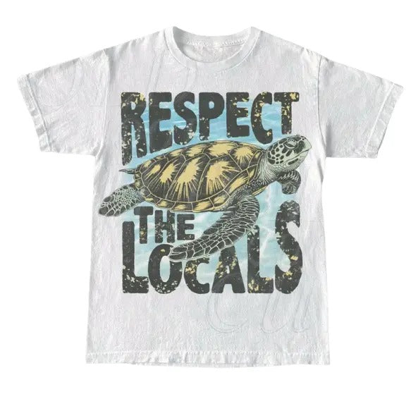 Respect The Locals Turtle Ocean Vintage T-Shirt, Retro Sea Animal T Shirt, Sealife, Turtle Lovers, Orca, Whale, Dolphin,...