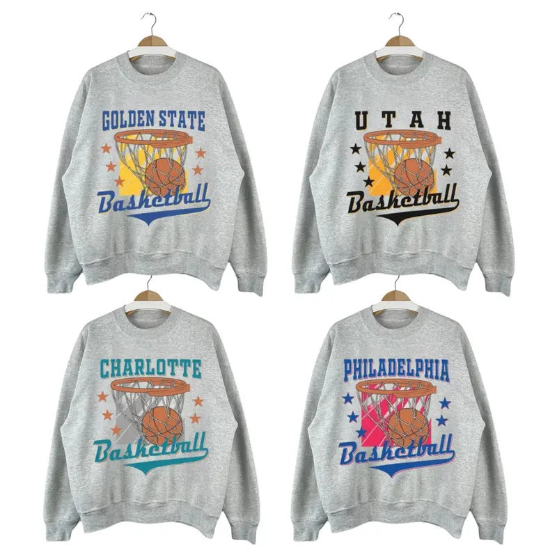 Retro All Team Basketball Sweatshirt, Vintage Graphic Tee for Basketball shirt Lovers - Unisex Gift