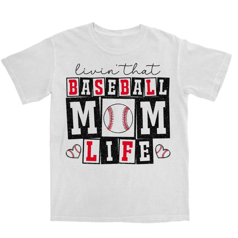 Retro Baseball Mom Life Graphic Shirt, Vintage Sports Game Day Tees, Sports Team Mom Family Tee Womenswear Top