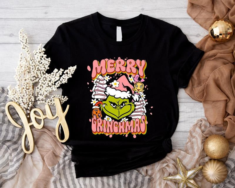 Retro Christmas Shirt, Trendy Christmas Gift Tee, Christmas Light T-shirt, Holiday Gift Short Sleeve, Winter Holiday...