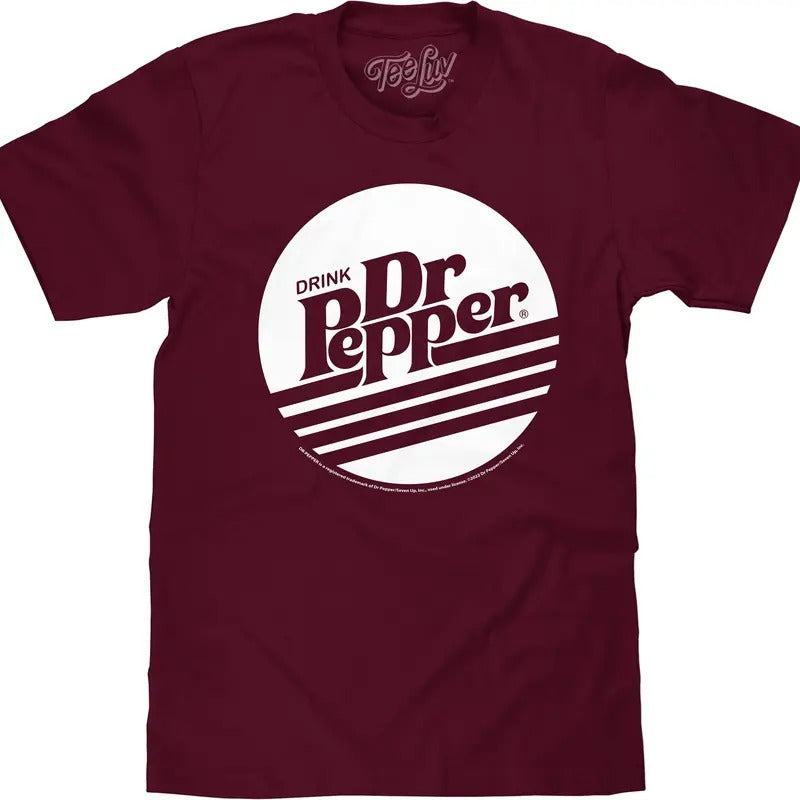 Retro Drink Dr Pepper Logo T-Shirt - Burgundy Hoodie, Sweatshirt | InkThreadWorks.com