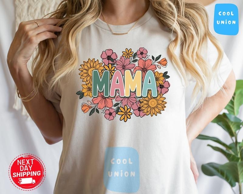 Retro Floral Mama T-shirt, Mom Shirt for Mom for Mother's Day Best Price Hoodie, Sweatshirt | InkThreadWorks.com