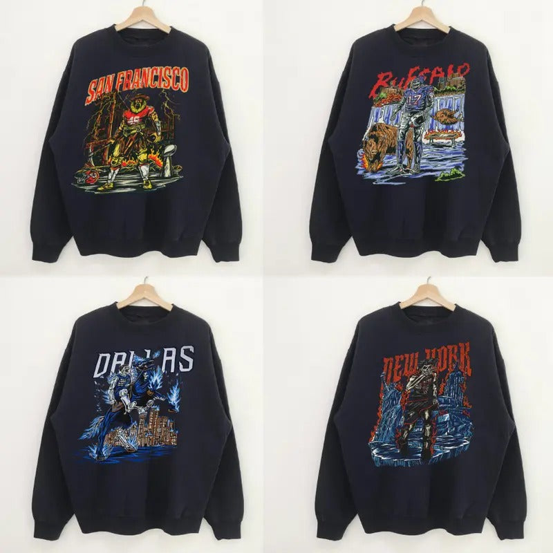 Retro Football Team Sweatshirt in Black - A Must-Have for Every Football Fan's Collection T-Shirts, Hoodie