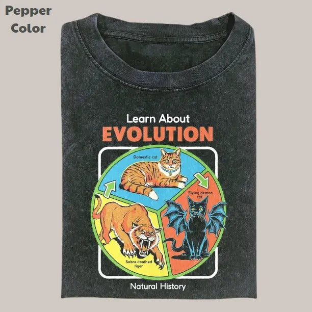 Retro Funny Vintage Graphic Tee, Cat Evolution T-Shirt, Unisex Meme Cringe Funny Dumb Shirt, Menswear Womenswear...