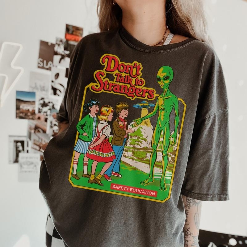 Retro Halloween Shirt, Don't Talk To Strangers Shirt, Vintage Halloween Sweatshirt, Spooky Season Sweater, 90s Halloween...