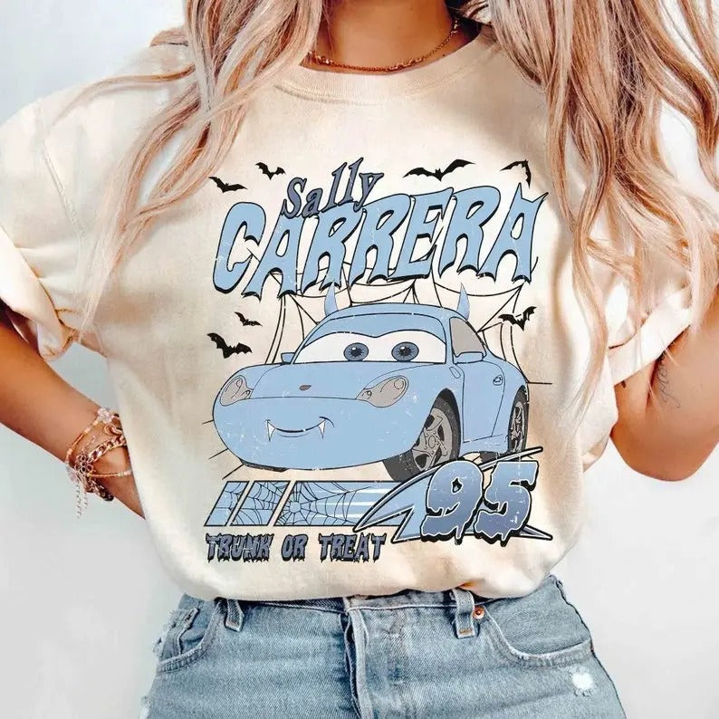 Retro Halloween Shirt, Halloween Car Shirt, Sally Carrera Car Shirt, Halloween Family Trip Shirt, Trick Or Treat Shirt,...