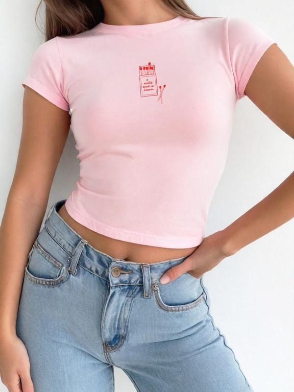 Retro Match Box Design Baby Tee, Cute Baby Tee, Crop T Shirt, Match Tee, Y2k Top Women Streetwear, Women Fitted T-Shirt,...