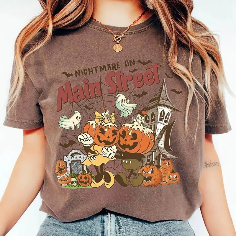 Retro Nightmare On The Main Street Shirt, Halloween Pumpkin Sweatshirt, Pumpkin Head Shirt, Vintage Halloween Sweatshirt,...