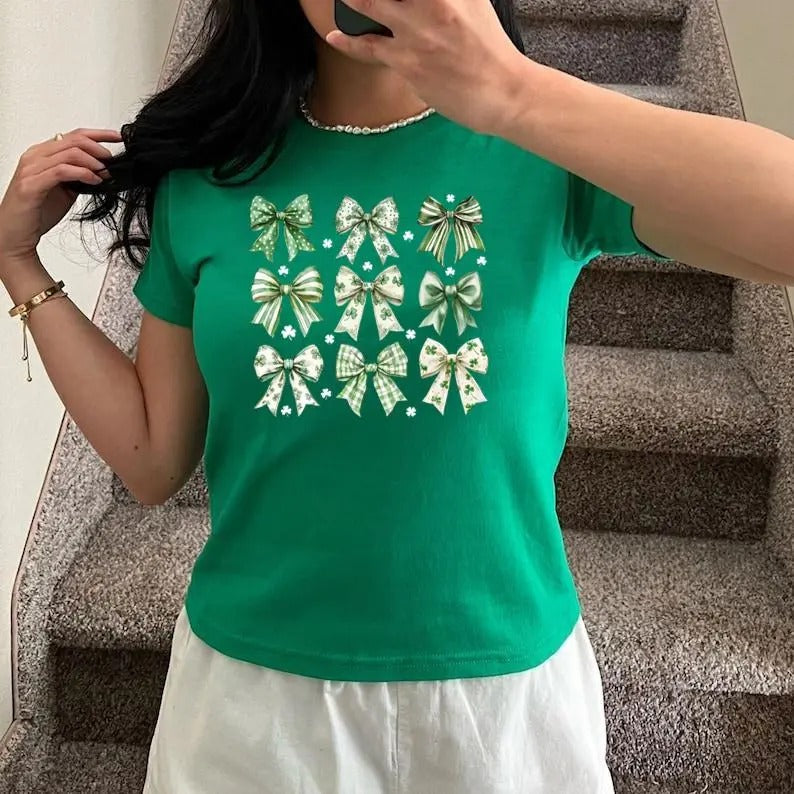 Retro Patricks_ Coquette Shirt, Shamrock St Patrick's Day Baby Tee, Y2K 2000's Style, Streetwear Style Hoodie, Sweatshirt