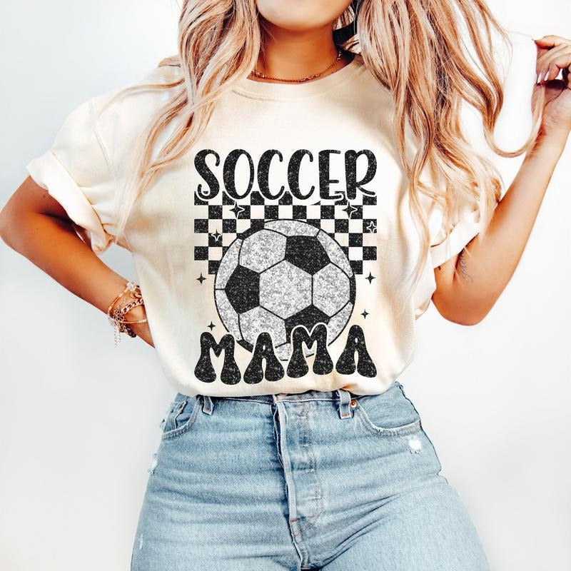 Retro Soccer Mama T-Shirt, Soccer T-Shirt, Sports T-Shirt, Soccer Mom T-Shirt Hoodie, Sweatshirt | InkThreadWorks.com