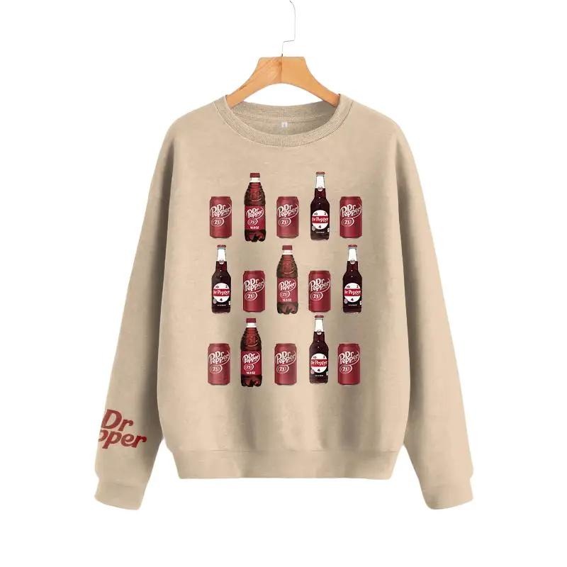 Retro Soda Can Crewneck Sweatshirt, Vintage Dr Pepper Can Sweatshirt Fabric Sweaters