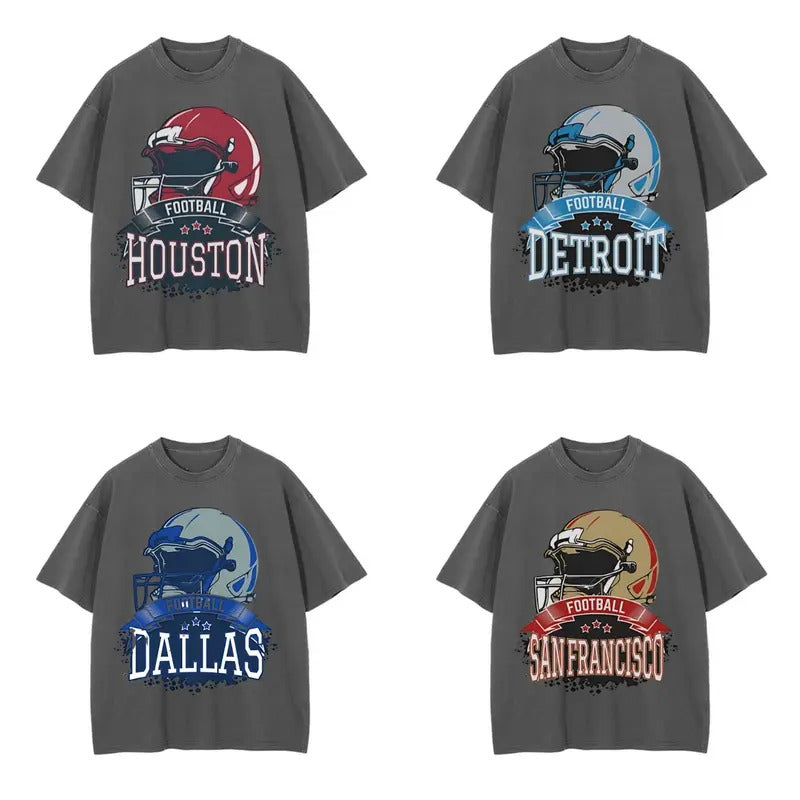 Retro T-Shirt Showcasing All Football Teams - Dark Heather Color Hoodie, Sweatshirt | InkThreadWorks.com