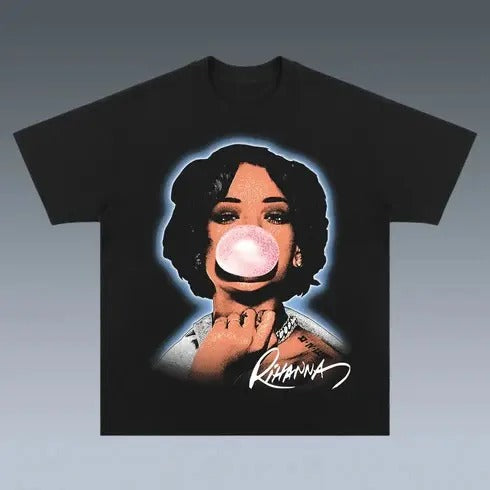 Rihanna Unisex T-shirt, 90s Classic Retro Unisex Tshirt Tour 2024, Vintage 90s Rap Hip Hop Shirt Shortsleeve Top Crewneck