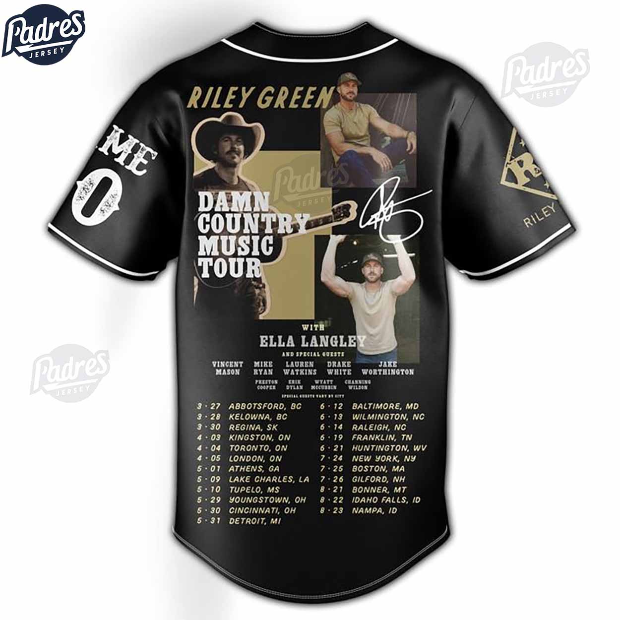 Riley Green Damn Country Music Tour Baseball Jersey Outfit - Padres Jersey Oasis: Elevate Your Baseball Style Game