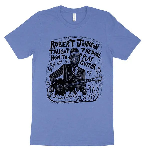 Robert Johnson Woodblock Hand-Printed T-Shirt Cotton Menswear Top Graphics