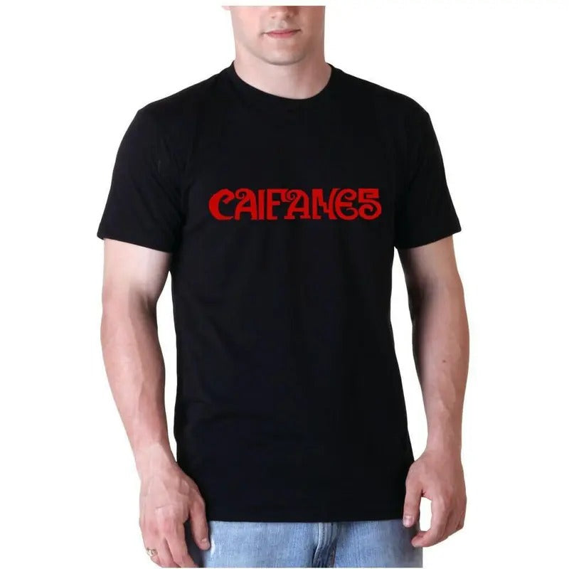 Rock en español: Caifanes Red Text Mens T-Shirt Casual Crewneck Hoodie, Sweatshirt | InkThreadWorks.com