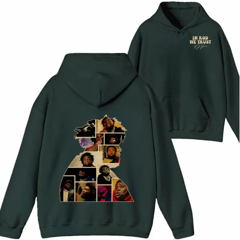Rod Wave image, In Rod We Trust Hoodie Sweatshirt T shirt For Women For Men, Size S To 3XL | InkThreadWorks.com