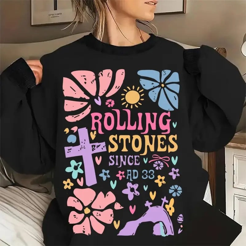 Rolling Stones Graphic Tee, He Is Risen Digital Download Png, Easter Christian Shirt, Funny Christian 8