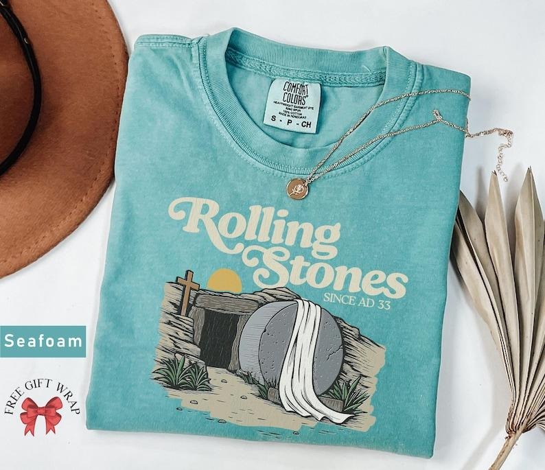 Rolling Stones T-Shirt, Trendy Easter Clothing, Jesus Christ Shirt, Gift For Christian, Faith-Based Graphic Tee, Gift For Her