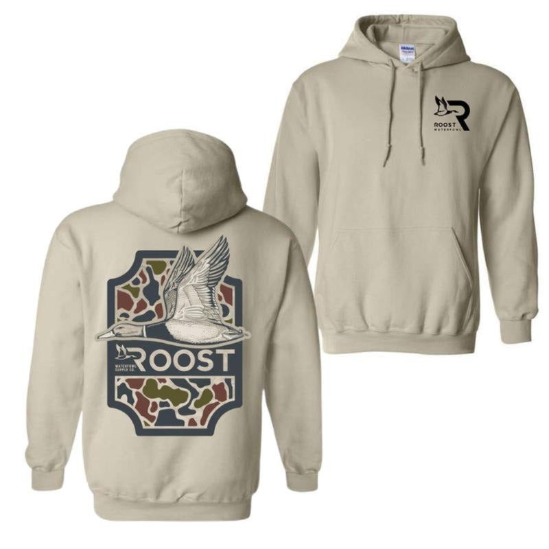 Roost Waterfowl Duck Hunting Hoodie - Camo Design, Graphic Hoodie, Ideal for Waterfowl Hunters, Unisex Comfort and Style, Menswear Top