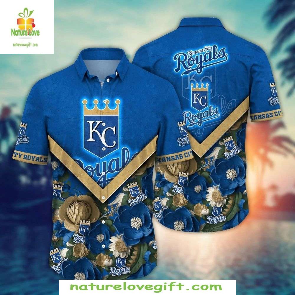 Kansas City Royals Hawaiian Shirt Royal Blue Floral Baseball Apparel