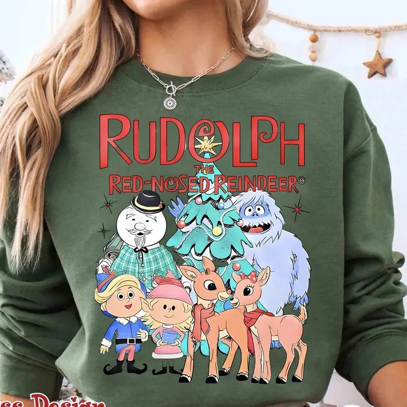 Rudolph the Red Nosed Reindeer Sweatshirt, Rudolph the Red-nose Reindeer Sweatshirt, merry christmas 90s Movies Crewneck Shirt, Christmas Shirt for Movies Lovers, Christmas Season Movie TShirt, Merry Christmas Gift