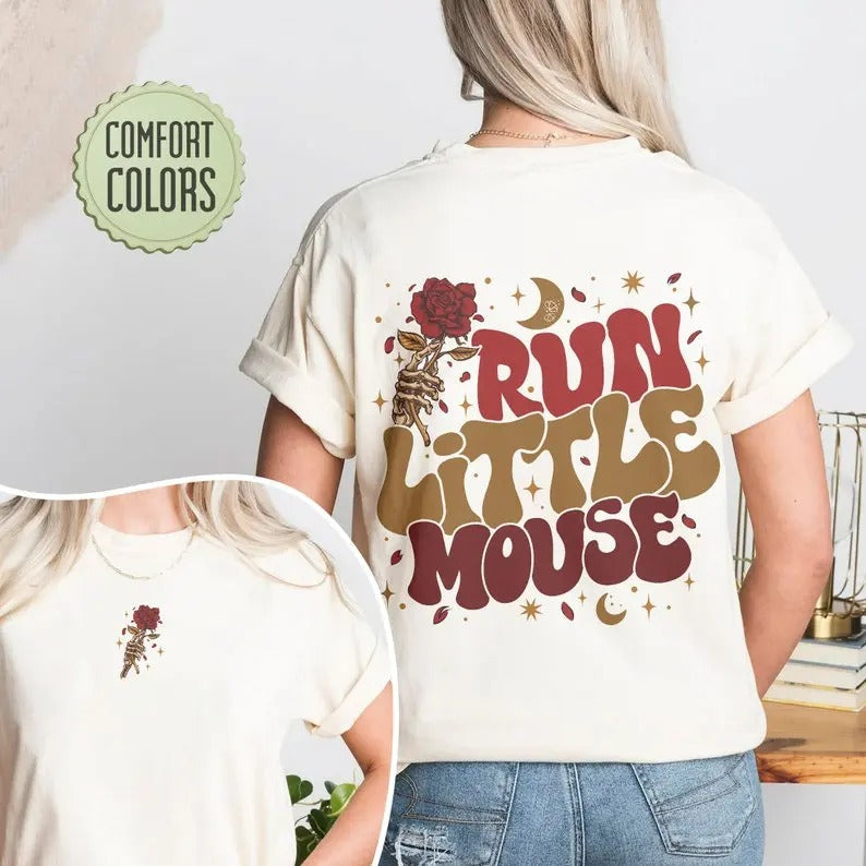Run Little Mouse Comfort Colors Shirt, Trendy Rose Skeleton T-Shirt, Haunting Adeline Tee, Dark Romance Merch Shirt, Smut...