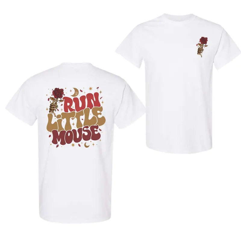 Run Little Mouse Skeleton Holding Roses Dark T-Shirt, For Men And Women, Trendy Shirt Hoodie, Sweatshirt | InkThreadWorks.com