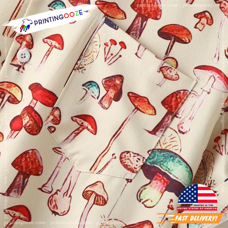 Summer Mushroom Hawaii Loose Holiday Beach Printed Hawaiian Shirts