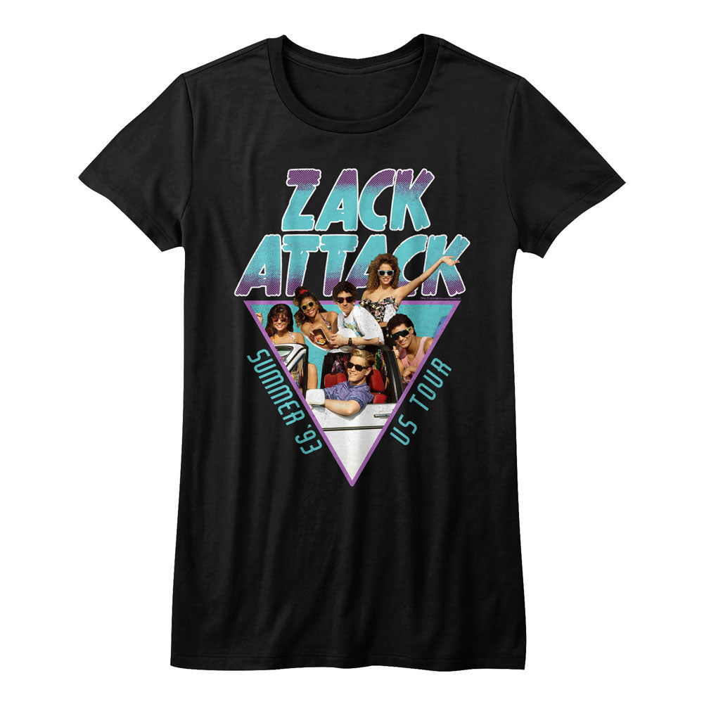Saved By The Bell Girls Juniors S/S T-Shirt - Summer Tour '93 - Solid Black