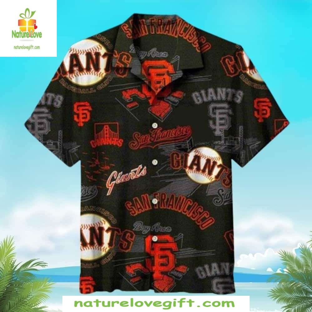SF Giants Hawaiian Shirt Blackout MLB Baseball Apparel Night Game