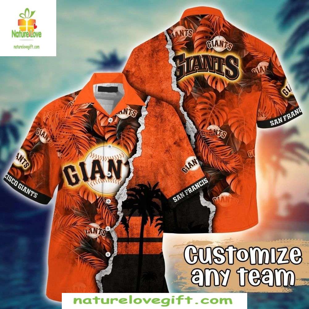 SF Giants Hawaiian Shirt Tropical Sunset Palm Aloha Baseball Apparel