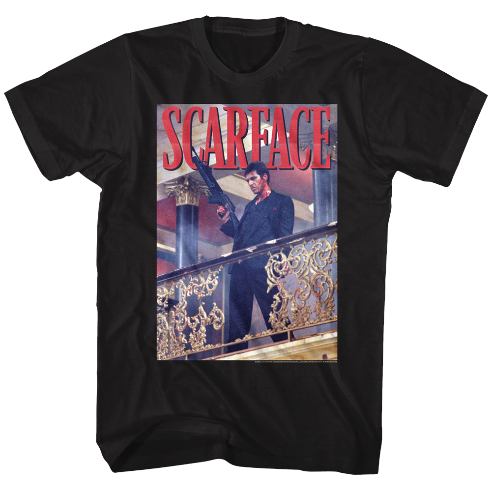Scarface Mens S/S T-Shirt - Railing Shot - Solid Black