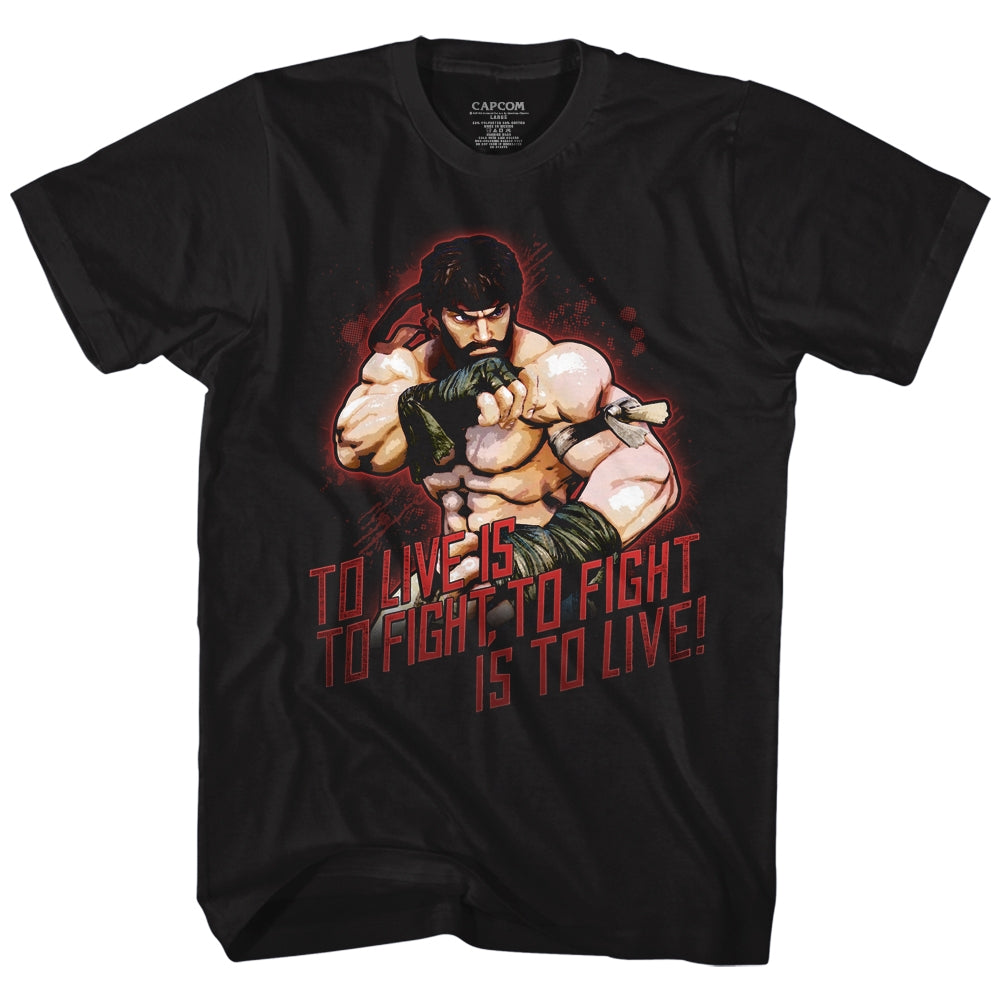 Street Fighter Mens S/S T-Shirt - Hot Ryu - Solid Black