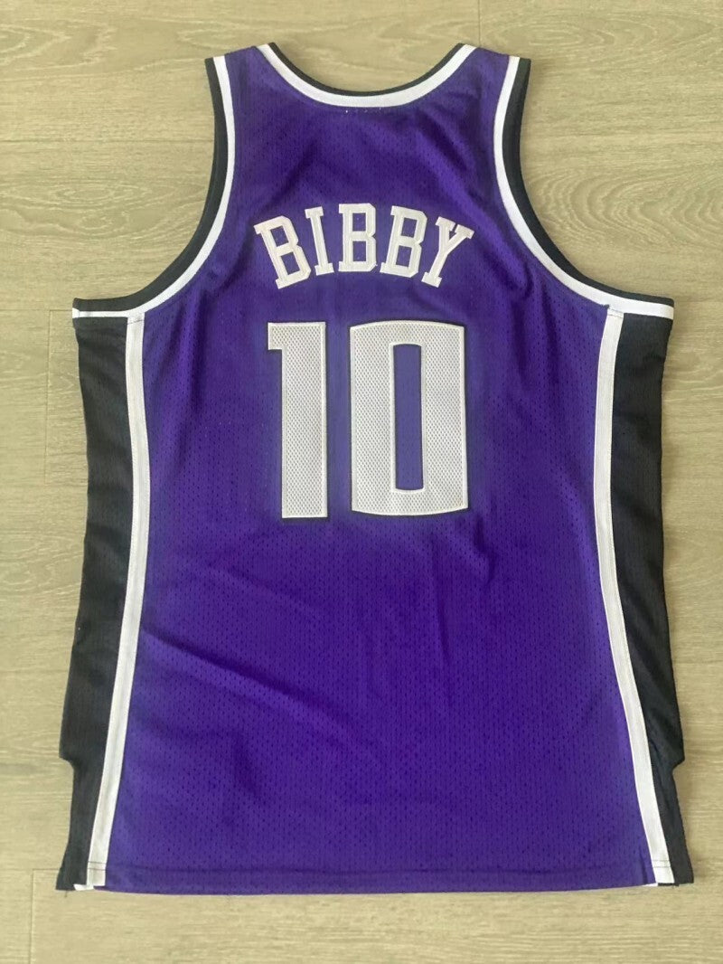 Sacramento Kings #10 Mike Bibby mitchell&ness Kings 10 # Bibby 2002-03 Season Purple Embroidered Style 2