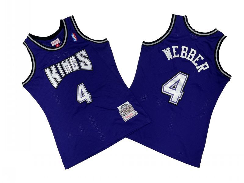 Sacramento Kings #4 Chirs Webber Kings 4 # Purple 98-99 Season Mitchell Retro Jersey -- Chris . Webber Style 2